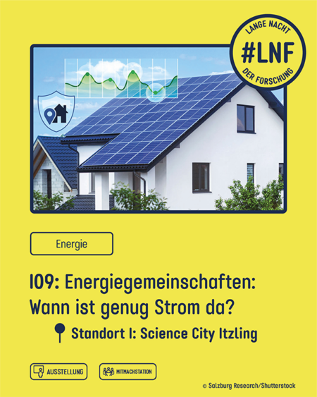 Station 09: Das Community Aggregation Tool von Salzburg Research zeigt in Echtzeit, wie gemeinsam erzeugter Sonnenstrom in einer Energiegemeinschaft genutzt, gespeichert oder etwa zum Laden von E-Autos eingesetzt werden kann.