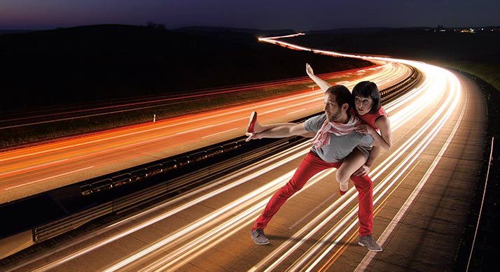 Dancers on a motorway